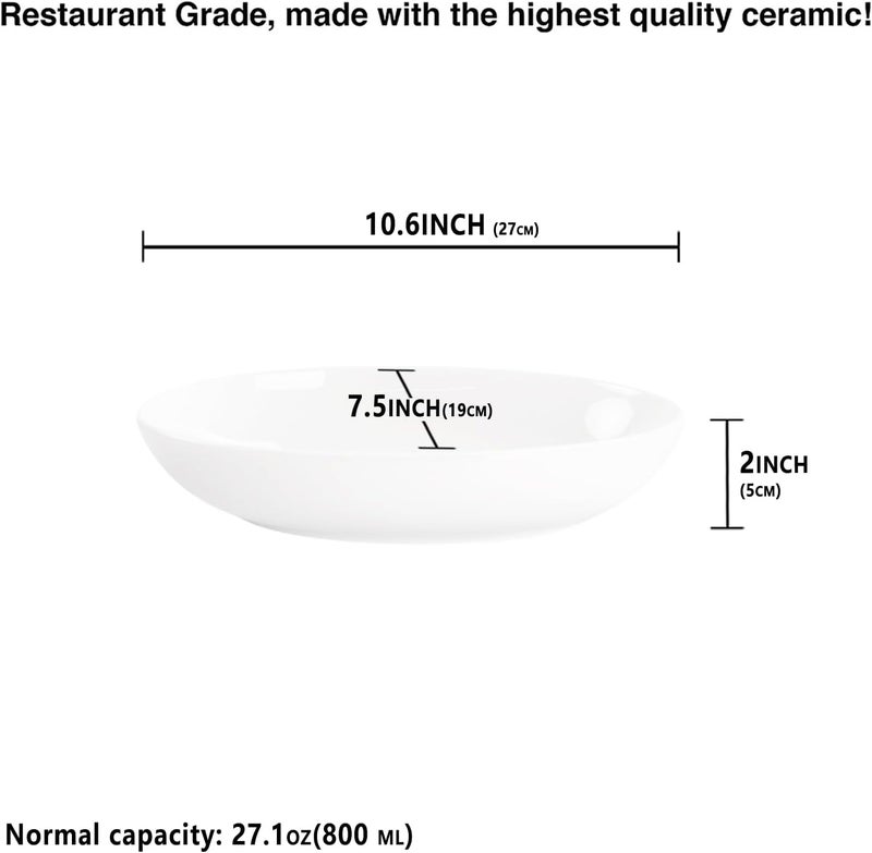 jinsongdafa insongdafa Ceramic Serving Plate 27 oz Set of 4 Oval Salad Plate Entertaining Modern Kitchen Dishes for Dinner Fruit Salad Pasta Microwave Oven  Dishwasher Safe 106 Inch Oval deep Plate - Image 2