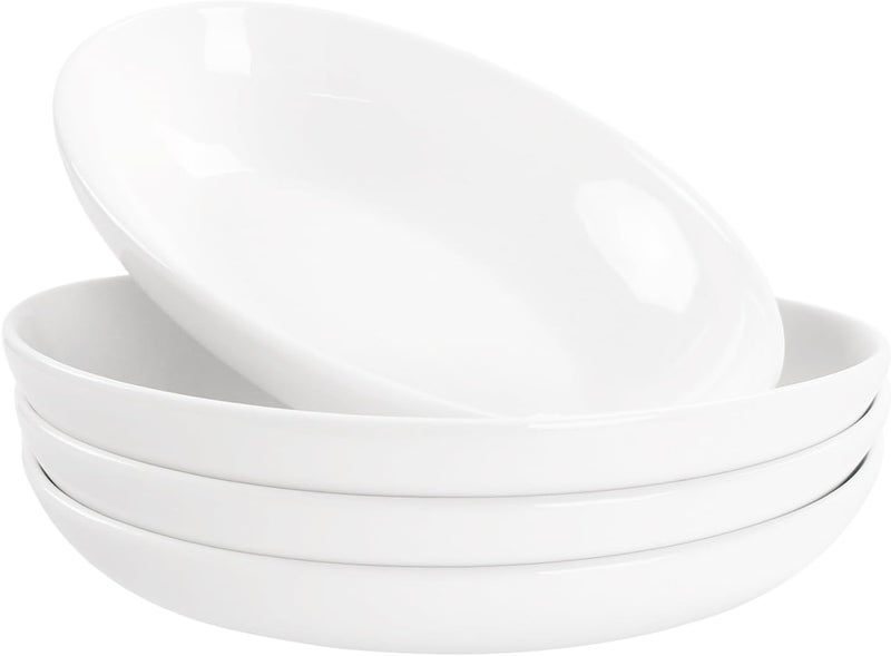 jinsongdafa insongdafa Ceramic Serving Plate 27 oz Set of 4 Oval Salad Plate Entertaining Modern Kitchen Dishes for Dinner Fruit Salad Pasta Microwave Oven  Dishwasher Safe 106 Inch Oval deep Plate - Image 1