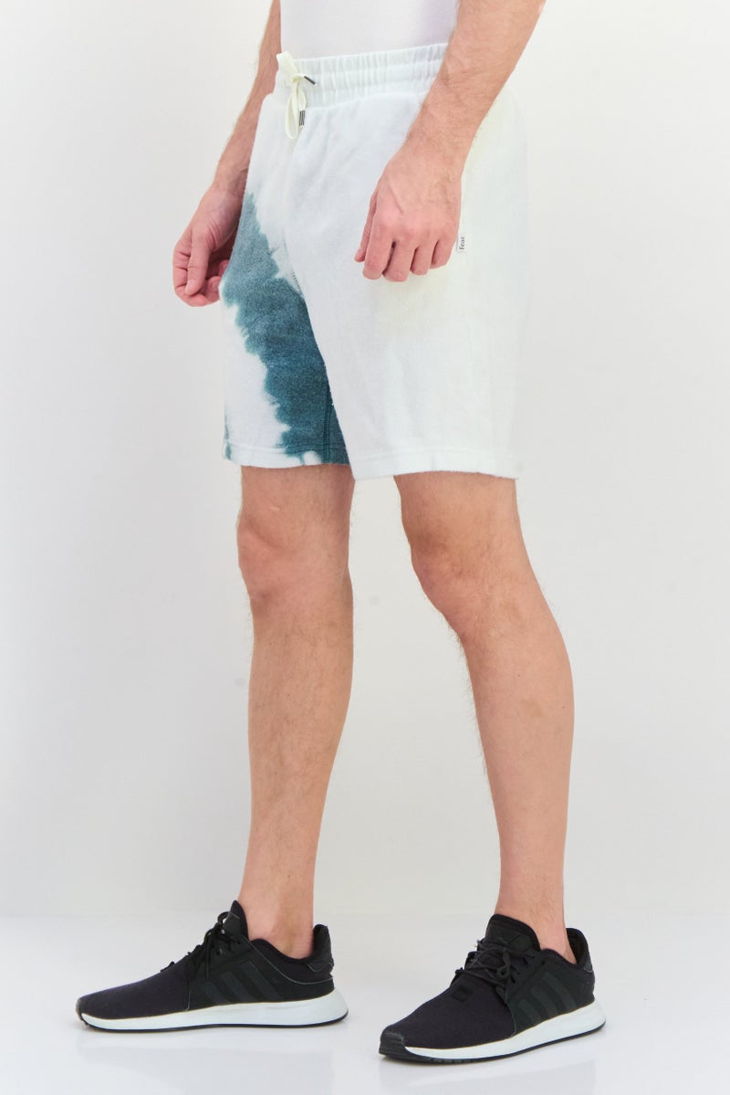 Feat Men Tie Dye Basic Shorts, White - Image 2