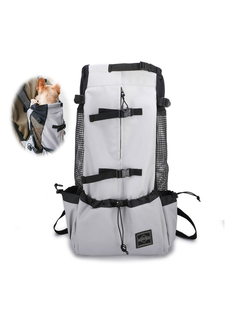 SYOSI Adjustable Dog Backpack Carrier, Easy-Fit Travel Bag for Small Medium Dogs, Cats, Puppies, Ideal for Traveling, Hiking, Camping, Breathable Pet Backpack (Size M, Grey) - Image 1