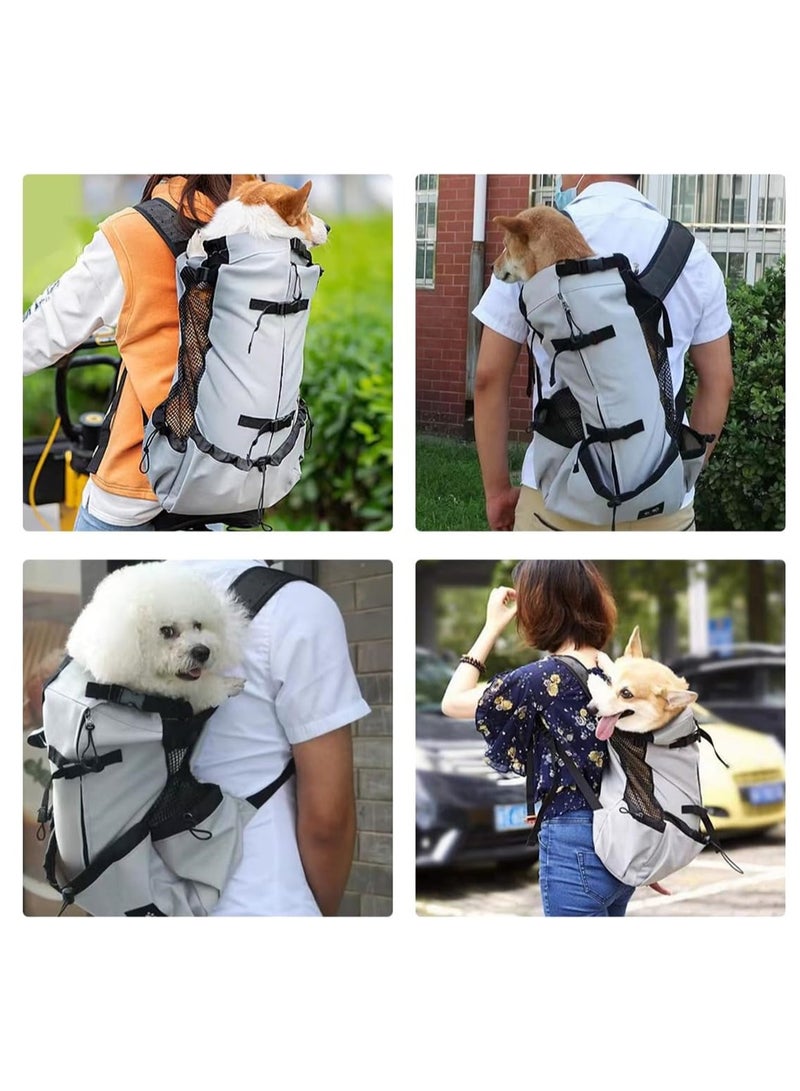 SYOSI Adjustable Dog Backpack Carrier, Easy-Fit Travel Bag for Small Medium Dogs, Cats, Puppies, Ideal for Traveling, Hiking, Camping, Breathable Pet Backpack (Size M, Grey) - Image 2
