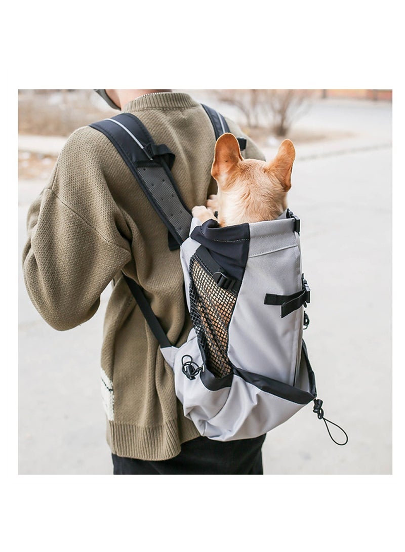 SYOSI Adjustable Dog Backpack Carrier, Easy-Fit Travel Bag for Small Medium Dogs, Cats, Puppies, Ideal for Traveling, Hiking, Camping, Breathable Pet Backpack (Size M, Grey) - Image 3