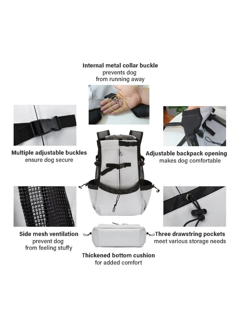 SYOSI Adjustable Dog Backpack Carrier, Easy-Fit Travel Bag for Small Medium Dogs, Cats, Puppies, Ideal for Traveling, Hiking, Camping, Breathable Pet Backpack (Size M, Grey) - Image 4