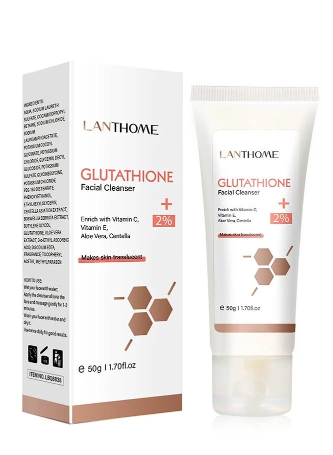 Lanthome 50g Glutathione Facial Cleanser Deep Cleansing Pore Facial Cleanser Tightens Skin Facial Serum Deep Cleaning Moisturizer Smooth Skin Body Cream Moisturizing Brightening and Whitening Face Cream - Image 1