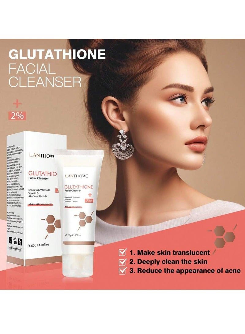Lanthome 50g Glutathione Facial Cleanser Deep Cleansing Pore Facial Cleanser Tightens Skin Facial Serum Deep Cleaning Moisturizer Smooth Skin Body Cream Moisturizing Brightening and Whitening Face Cream - Image 2