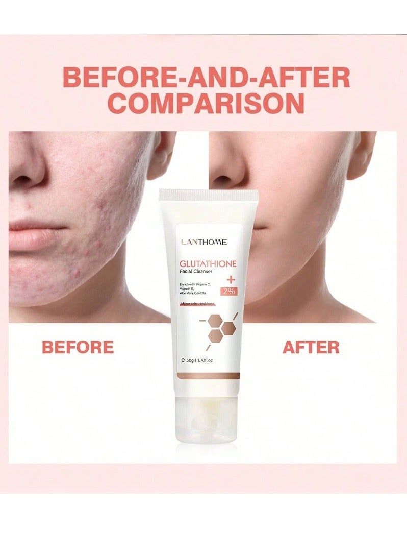 Lanthome 50g Glutathione Facial Cleanser Deep Cleansing Pore Facial Cleanser Tightens Skin Facial Serum Deep Cleaning Moisturizer Smooth Skin Body Cream Moisturizing Brightening and Whitening Face Cream - Image 3