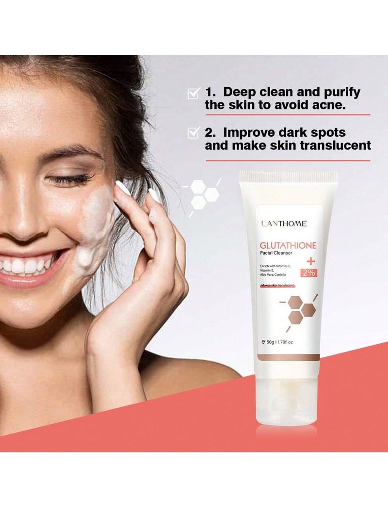Lanthome 50g Glutathione Facial Cleanser Deep Cleansing Pore Facial Cleanser Tightens Skin Facial Serum Deep Cleaning Moisturizer Smooth Skin Body Cream Moisturizing Brightening and Whitening Face Cream - Image 4