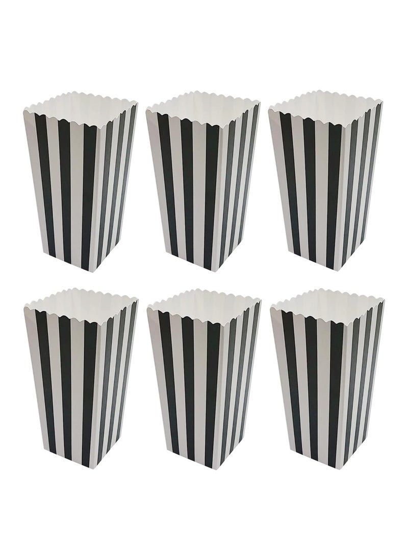SYOSI - 50Pcs Popcorn Boxes Mini Paper Popcorn Box Cardboard Popcorn Container for Party Decoration Supplies Square Popcorn Box, White/Black Stripes - Image 1