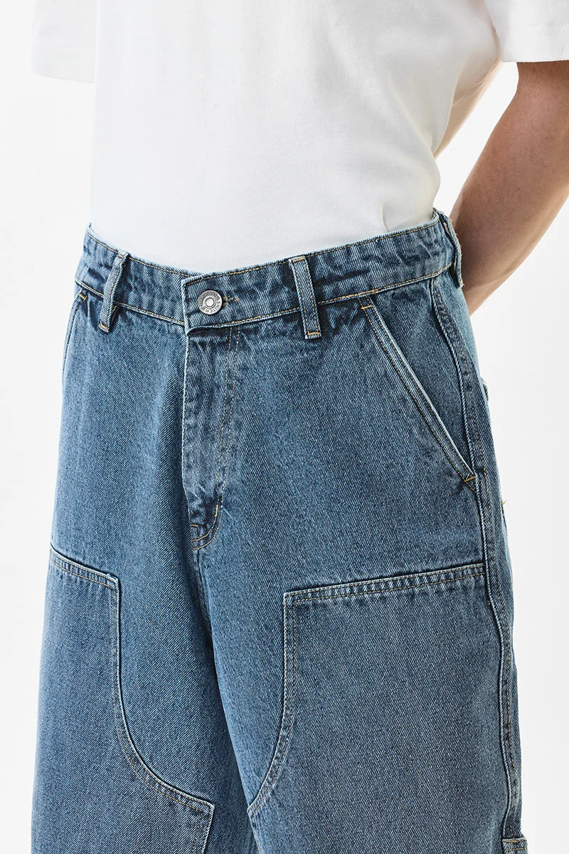 Snitch Blue 9 Pocket Baggy Cargo Pants for Men | Best Price UAE