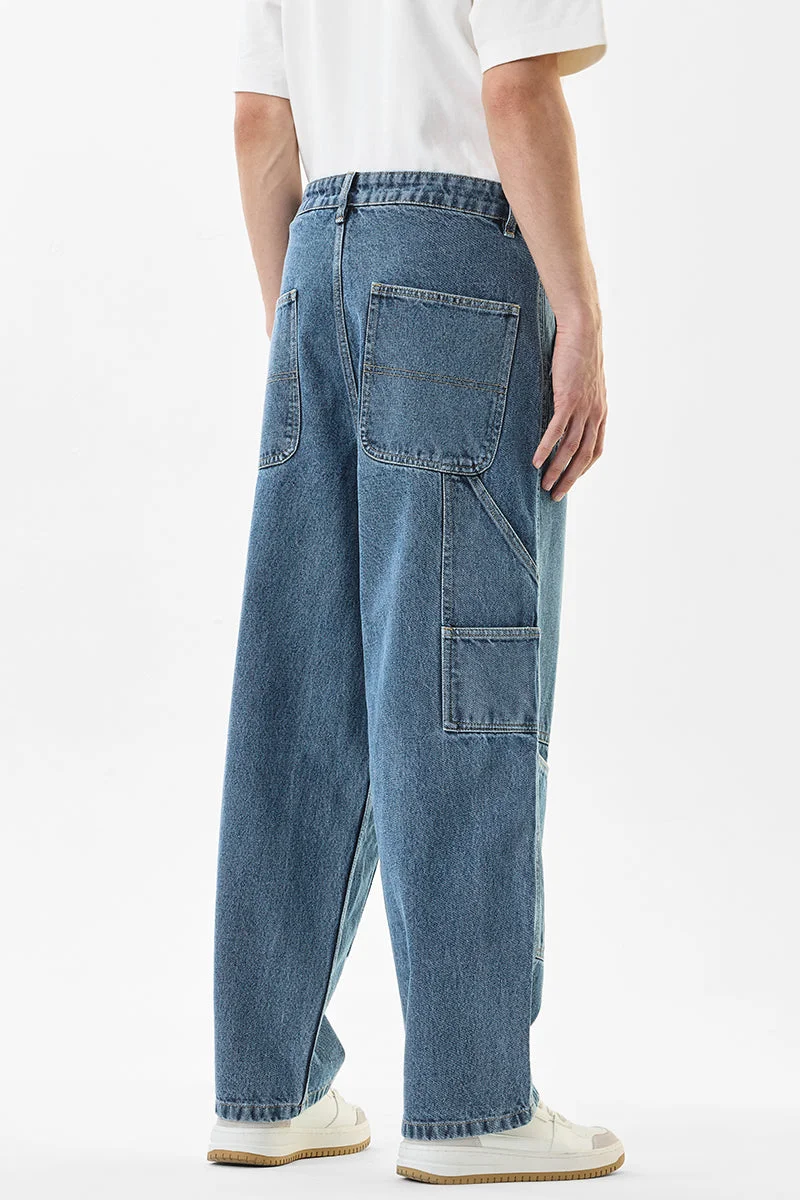 Snitch Blue 9 Pocket Baggy Cargo Pants for Men | Best Price UAE