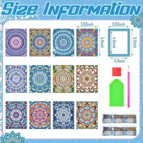 Saillong 24 Pcs Small Diamond Painting Kits Set Mini Diamond Art Set for Beginners, Full Paint Art 1-Hour Painting for Home Decor Desktop, 5.12x3.94 Inches(Mandala) - Image 4