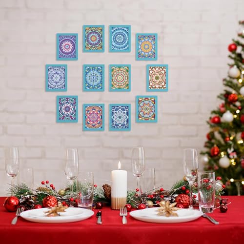 Saillong 24 Pcs Small Diamond Painting Kits Set Mini Diamond Art Set for Beginners, Full Paint Art 1-Hour Painting for Home Decor Desktop, 5.12x3.94 Inches(Mandala) - Image 5