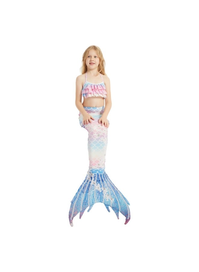 إسكدنيا بدلة سباحة حورية البحر للأطفال بدلة سباحة حورية البحر للفتيات بدلة سباحة حورية البحر بدلة أداء ذيل حورية البحر - اللون: E415 مجموعة من ثلاث قطع - - Image 1