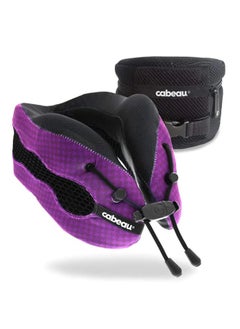 Evolution Cool 2.0 Neck Pillow, Adult Flight Travel Pillow, Memory Foam Airplane Pillow for Flight Headrest Sleep and Comfortable Head Support, Neck Pillow Travel - Purple