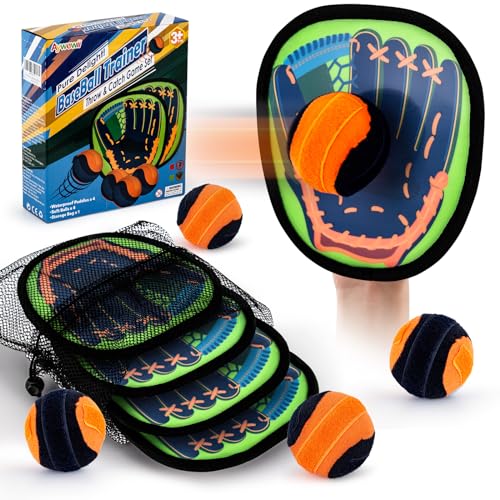 Aywewii Toss and Catch Ball Game Baseball Glove Style Toddler Activity Toys for Boys Girls 3 4 5 68 Year Old Birthday Gifts Easter Basket Stuffers Kids Outdoor Indoor Games for Beach Yard Lawn - Image 1
