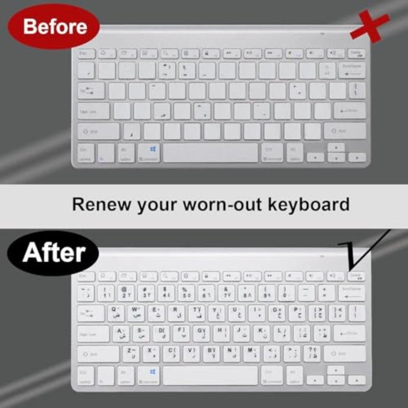Arabic Keyboard Stickers 5 in 1 Set, Arabic English Letter Replacement with Tweezer Brush, Matte Vinyl Laptop Keyboard Stickers for Computer Notebook PC, Durable and Easy to Apply - Image 3