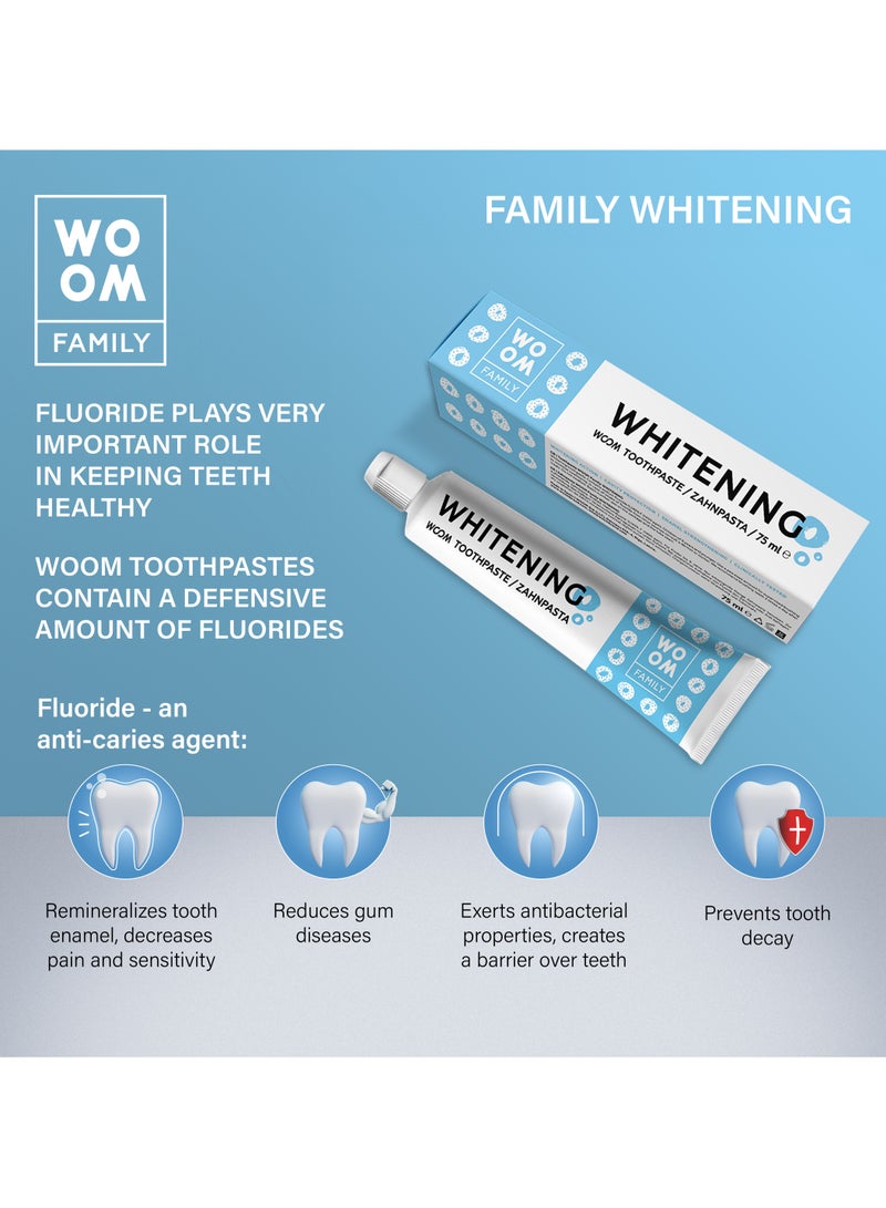 ووؤوم معجون أسنان مبيض من ووم فاميلي لجميع أفراد الأسرة، آمن للأطفال، 6+، جودة الاتحاد الأوروبي، إسبانيا، 75 مل - Image 5