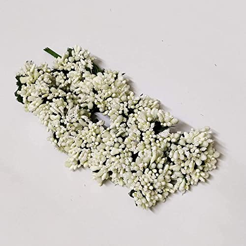 Prokart Premium Pollen Flowers for Hair Accessories, Tiara Making, Jewelry Making and Dress Decoration | 12 Bunch of 2 Pollen Each | (Pack of 24pc) (Off White) - Image 2
