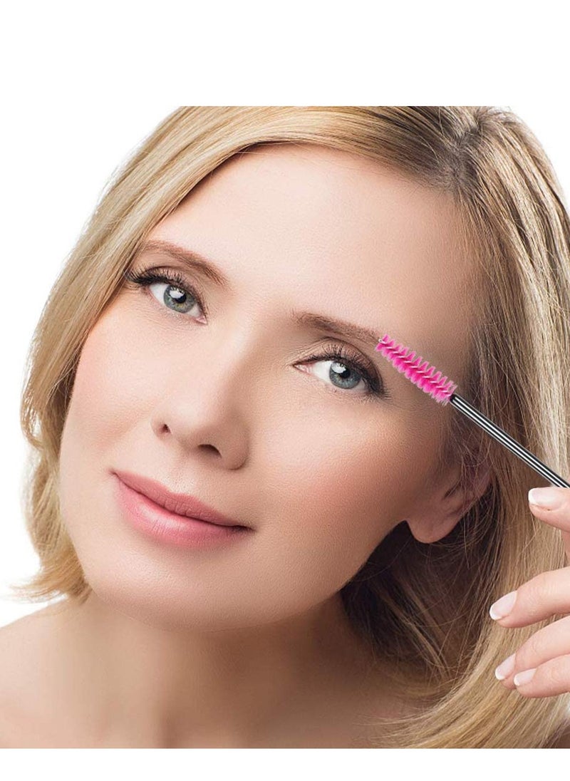 100 Pcs Disposable Eyelash Brushes Eyebrow Castor Oil Brush Mascara Wands Cosmetic Makeup Tools Rose Red