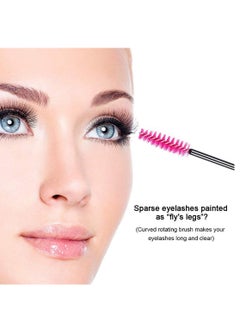 SYOSI 100 Pcs Disposable Eyelash Brushes Eyebrow Castor Oil Brush Mascara Wands Cosmetic Makeup Tools Rose Red  - Image 2