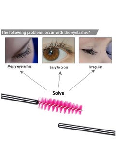 SYOSI 100 Pcs Disposable Eyelash Brushes Eyebrow Castor Oil Brush Mascara Wands Cosmetic Makeup Tools Rose Red  - Image 3