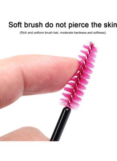 SYOSI 100 Pcs Disposable Eyelash Brushes Eyebrow Castor Oil Brush Mascara Wands Cosmetic Makeup Tools Rose Red  - Image 4