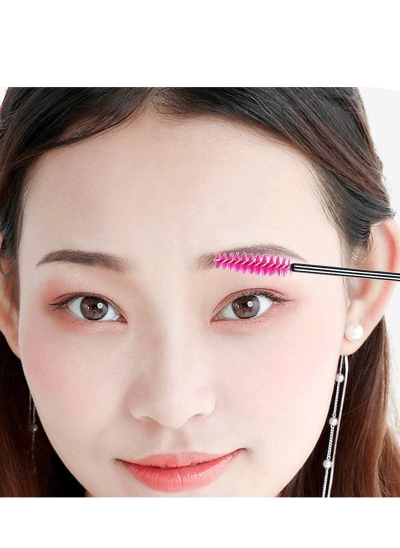 100 Pcs Disposable Eyelash Brushes Eyebrow Castor Oil Brush Mascara Wands Cosmetic Makeup Tools Rose Red