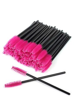 SYOSI 100 Pcs Disposable Eyelash Brushes Eyebrow Castor Oil Brush Mascara Wands Cosmetic Makeup Tools Rose Red  - Image 1