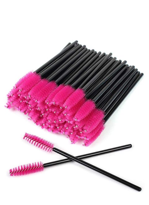 100 Pcs Disposable Eyelash Brushes Eyebrow Castor Oil Brush Mascara Wands Cosmetic Makeup Tools Rose Red