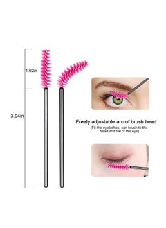 SYOSI 100 Pcs Disposable Eyelash Brushes Eyebrow Castor Oil Brush Mascara Wands Cosmetic Makeup Tools Rose Red  - Image 5
