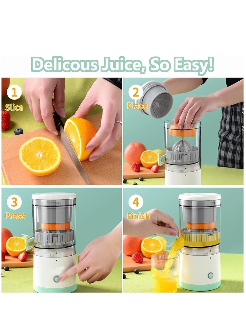 Electric Juicer, Rechargeable Juicer Machine with USB Charging, Automatic Orange Juice Extractor for Home, Kitchen, Travel(Green)