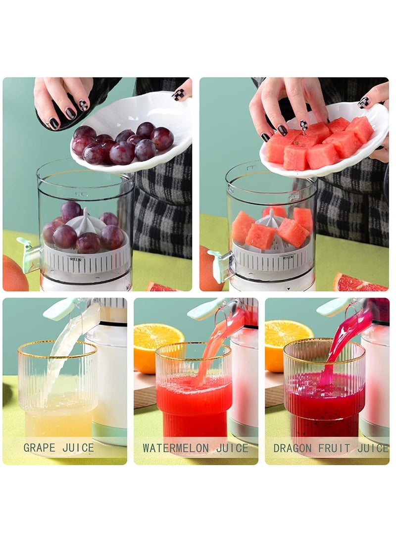 Electric Juicer, Rechargeable Juicer Machine with USB Charging, Automatic Orange Juice Extractor for Home, Kitchen, Travel(Green)