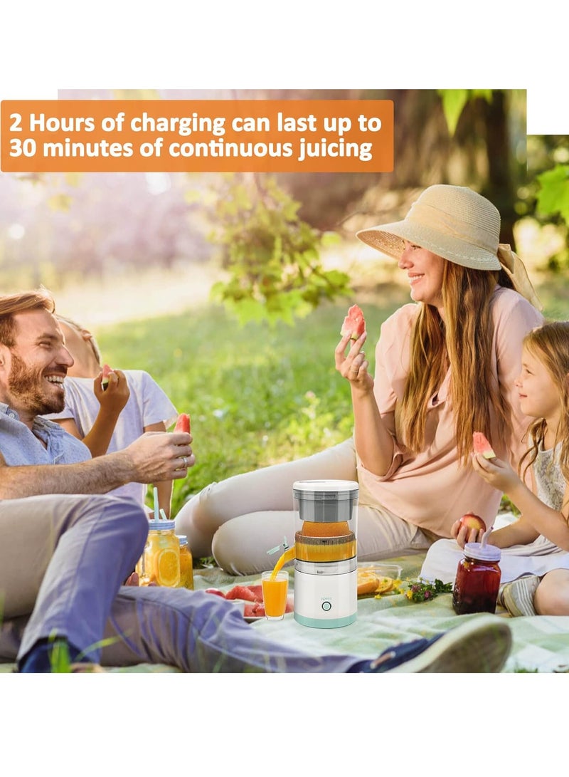 Electric Juicer, Rechargeable Juicer Machine with USB Charging, Automatic Orange Juice Extractor for Home, Kitchen, Travel(Green)