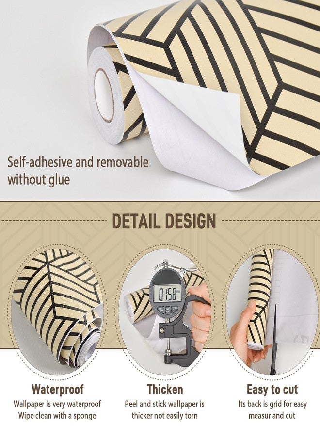 MelunMer Brown Geometric Wallpaper Peel and Stick Wallpaper Removable 17.7”×118”Self Adhesive Wallpaper for Bedroom/Bathroom Waterproof Brown and Black Modern Contact Paper for Cabinets Drawer Hexagon - Image 4