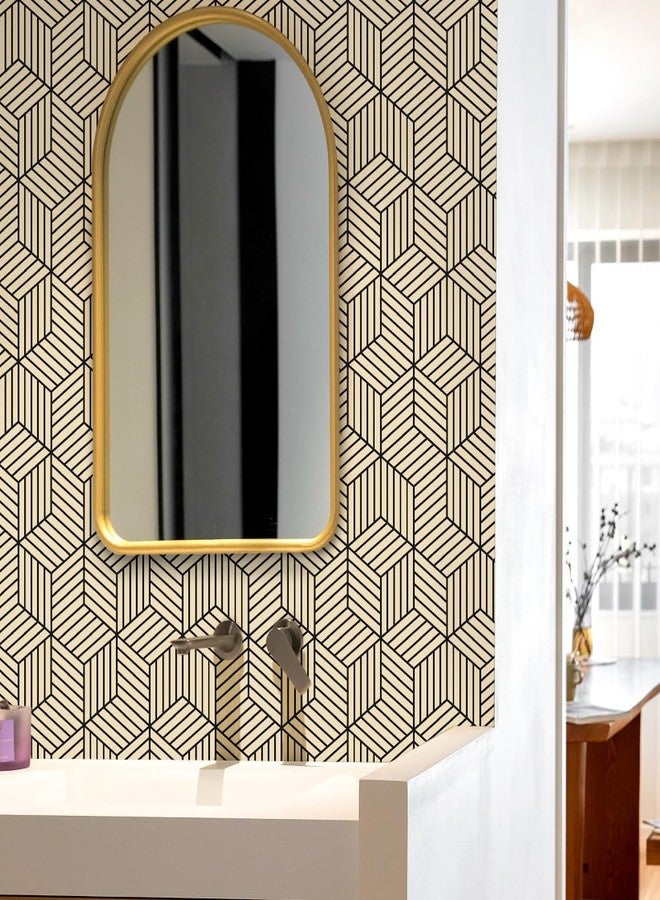 MelunMer Brown Geometric Wallpaper Peel and Stick Wallpaper Removable 17.7”×118”Self Adhesive Wallpaper for Bedroom/Bathroom Waterproof Brown and Black Modern Contact Paper for Cabinets Drawer Hexagon - Image 5