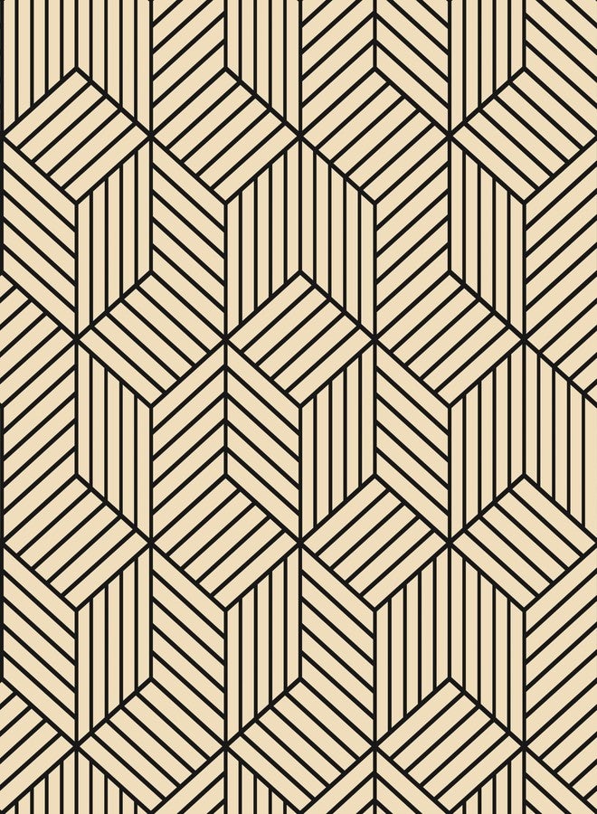 MelunMer Brown Geometric Wallpaper Peel and Stick Wallpaper Removable 17.7”×118”Self Adhesive Wallpaper for Bedroom/Bathroom Waterproof Brown and Black Modern Contact Paper for Cabinets Drawer Hexagon - Image 1