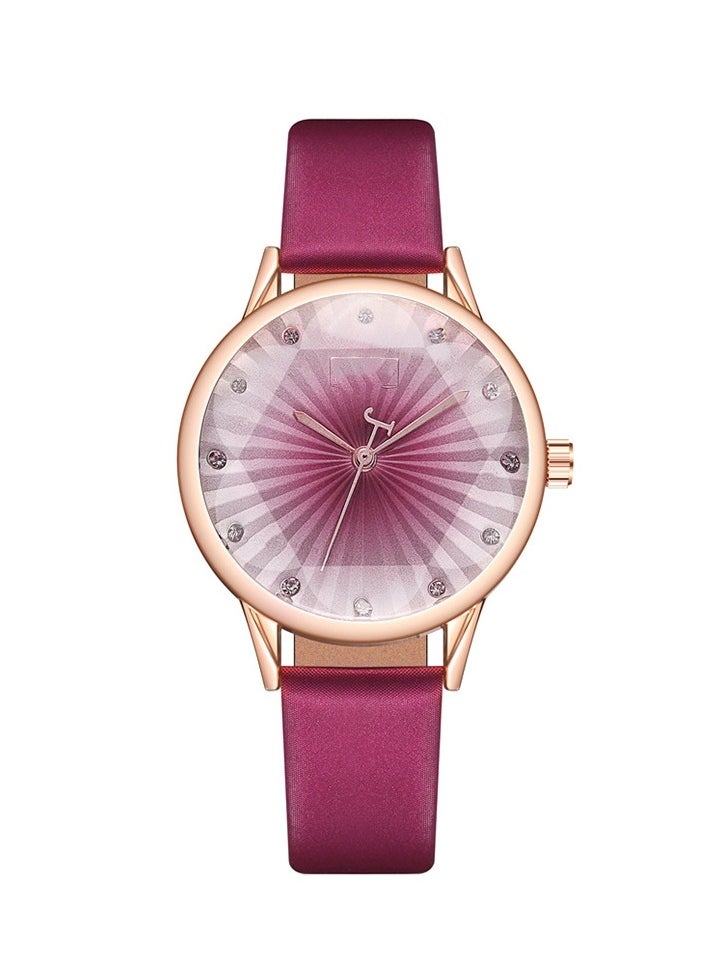 Generic Fashion Diamond Women's Quartz Watch Diamond Student Belt Watch (Barbie Pink)  - Image 1