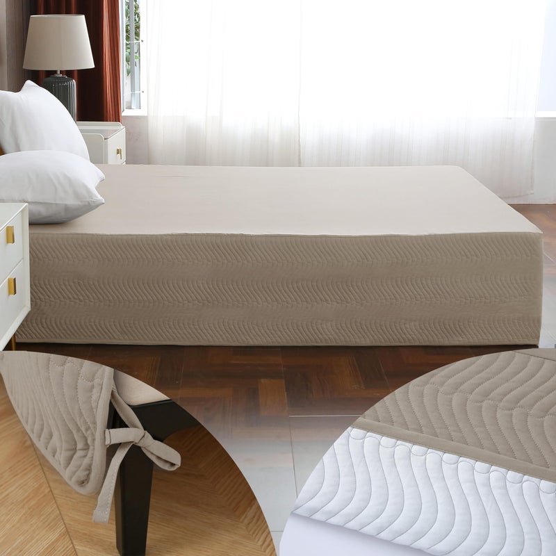 UTFDXU Full Bed Skirt-Box Spring Cover with 14 Inch Tailored Drop,Wrinkle and Fade Resistant Hotel Wrap Around Bed Skirts,Bed Frame Cover (Wave Pattern Light Khaki, Full) - Image 5