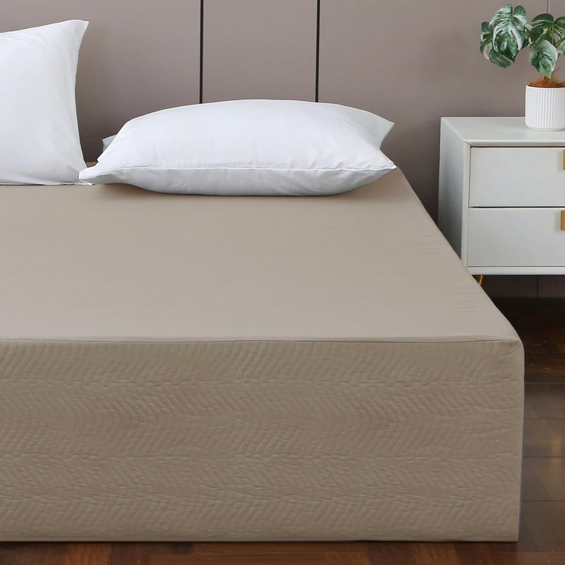 UTFDXU Full Bed Skirt-Box Spring Cover with 14 Inch Tailored Drop,Wrinkle and Fade Resistant Hotel Wrap Around Bed Skirts,Bed Frame Cover (Wave Pattern Light Khaki, Full) - Image 1