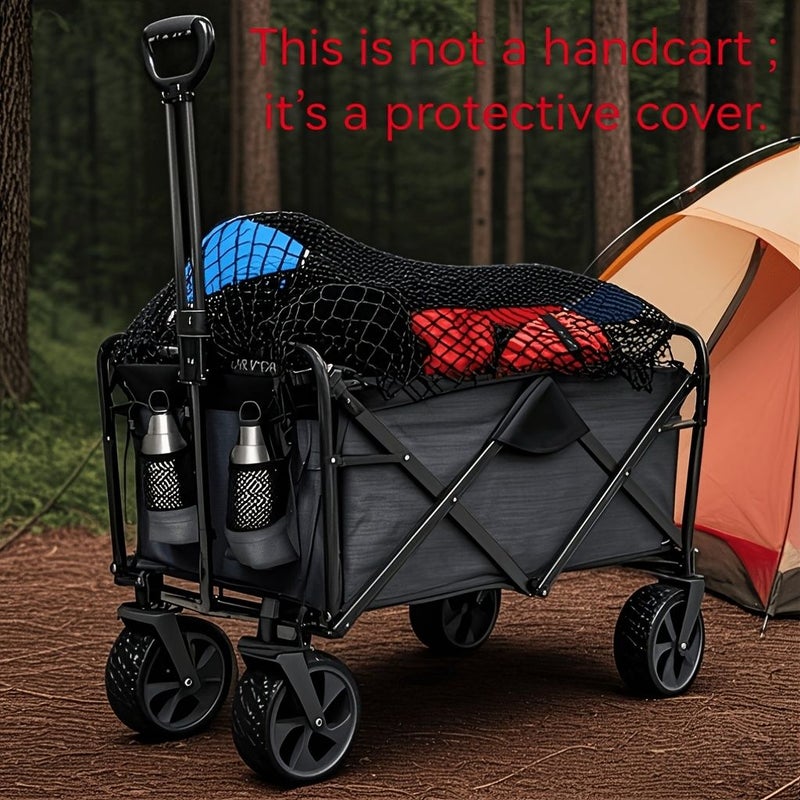 Black Heavy Duty Foldable Nylon Cargo Net for Carts UTVs Trailers - Image 1