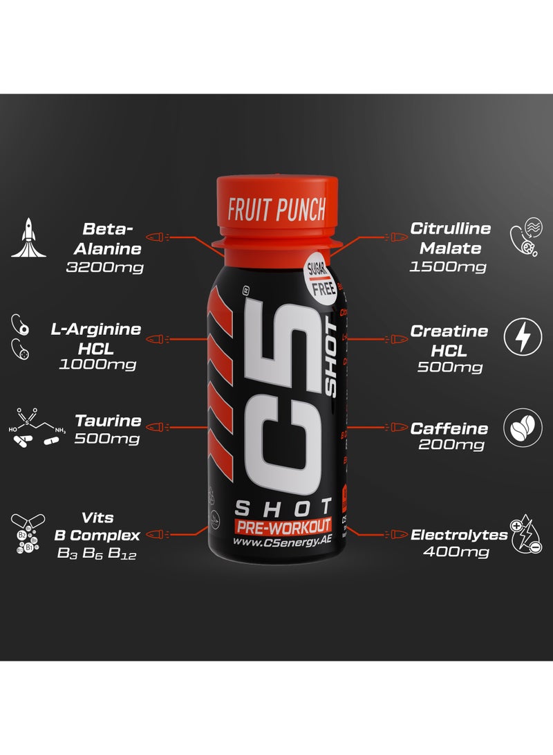 C5 Energy Pre-Workout Shot 80 Ml Fruit Punch Flavor Pack of 12 - Image 2