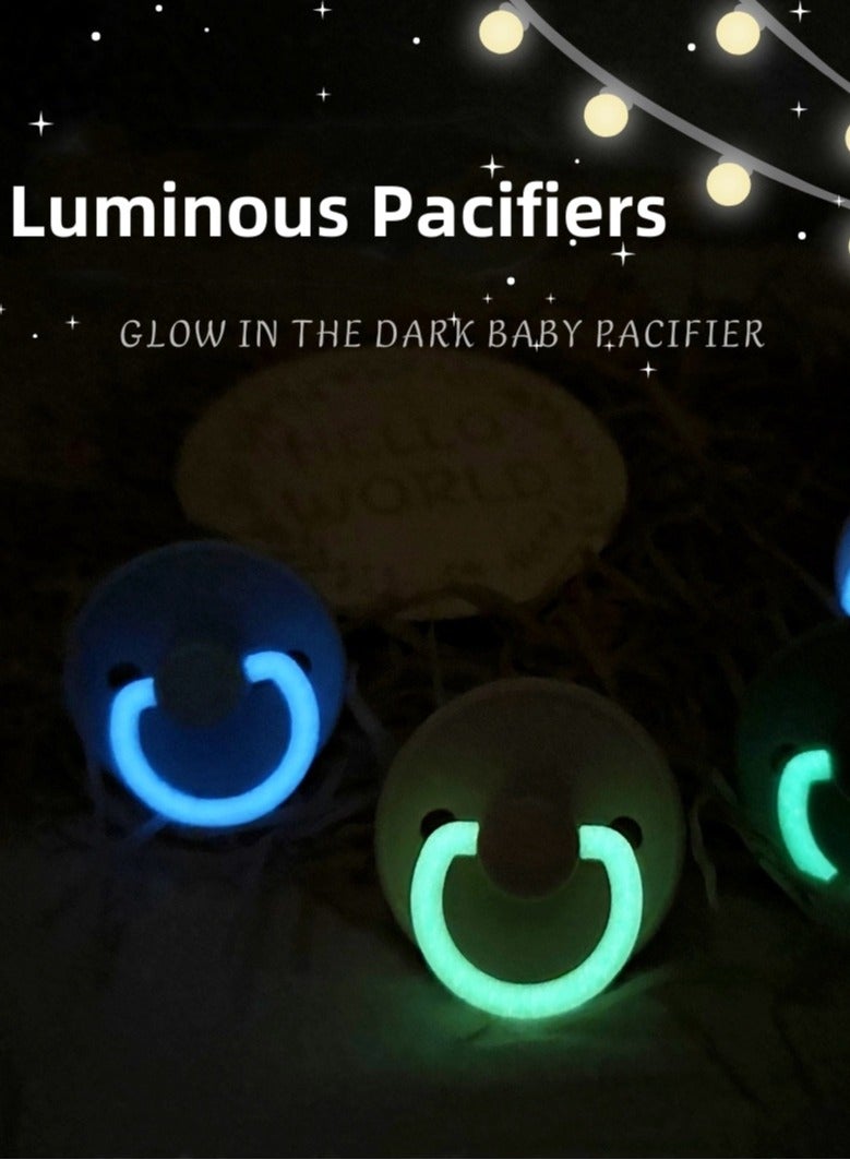 joybuy 2 Pcs Natural Latex Pacifier, Luminous Pacifier, Baby Luminous Natural Latex Silicone Pacifier, Size S Suitable For Babies 0-6 Months (Green*1 PcBlue*1 Pc) - Image 3