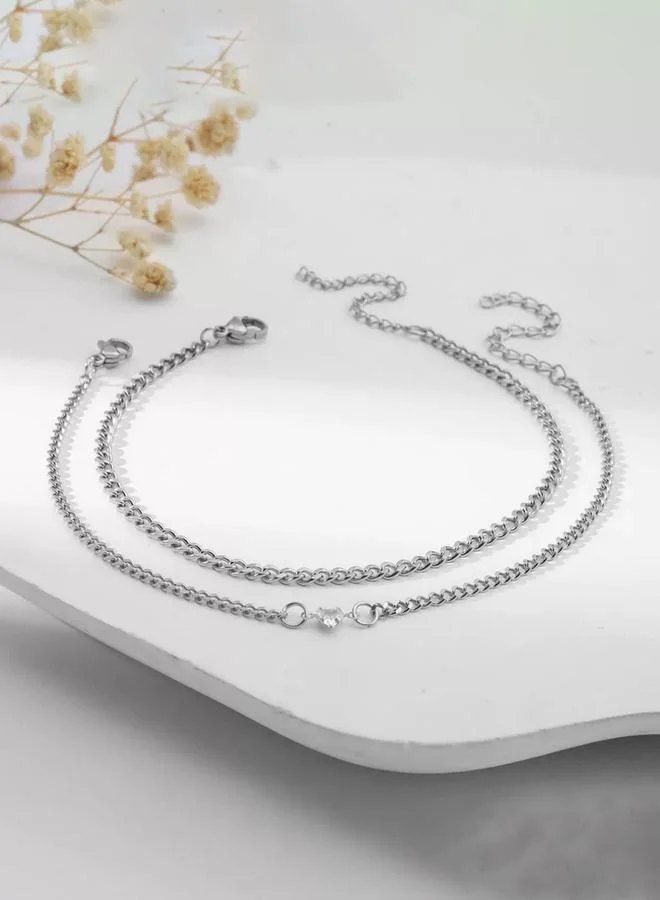 Take Two Set of 2 - Silver Link Couple Bracelets