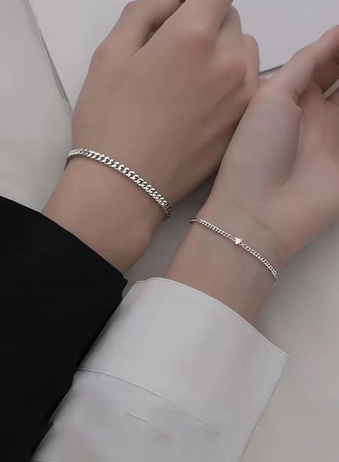 Take Two Set of 2 - Silver Link Couple Bracelets - Image 3