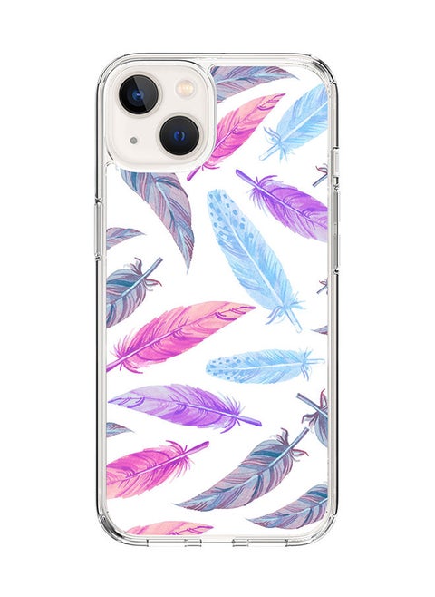 Classic Clear Case for Apple iPhone 14 Hybrid Soft Case Flexible Edges Anti Drop TPU PC Gel Thin Transparent Cover [ Designed for Apple iPhone 14 ] - Feather Colors Full Print
