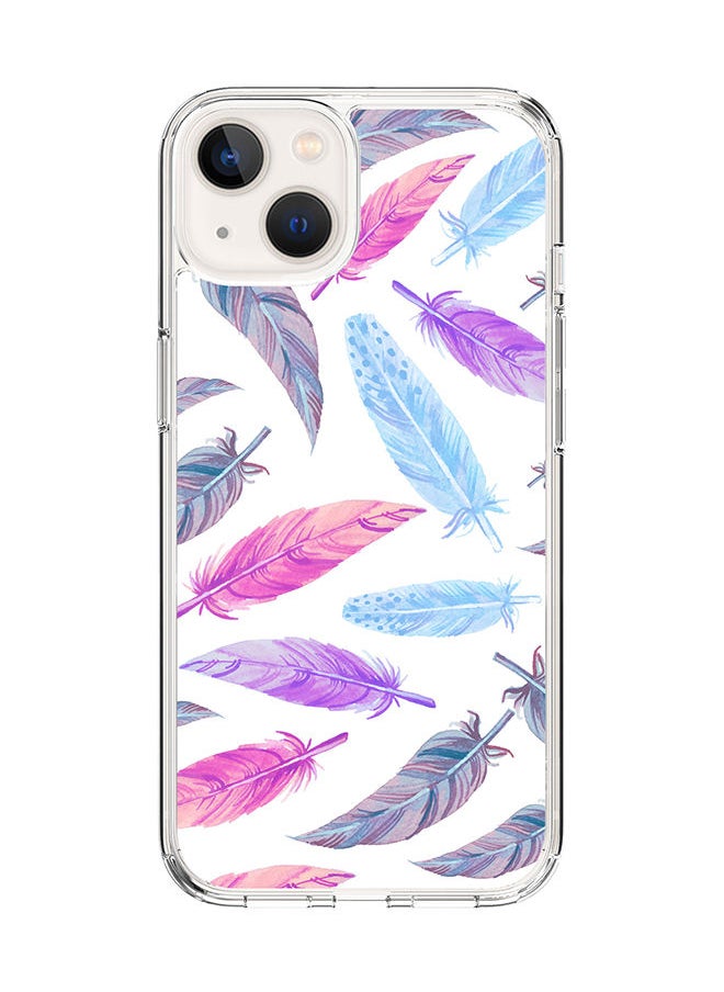 Classic Clear Case for Apple iPhone 14 Hybrid Soft Case Flexible Edges Anti Drop TPU PC Gel Thin Transparent Cover [ Designed for Apple iPhone 14 ] - Feather Colors Full Print