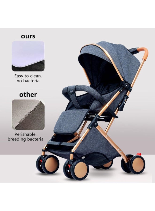 2 in 1 Baby Stroller Lightweight Toddler Travel Stroller for Airplane Umbrella Stroller High Landscape Bassinet Pram for Infant and Toddler 5 Point Harness Adjustable Backrest 0-3years - Image 4