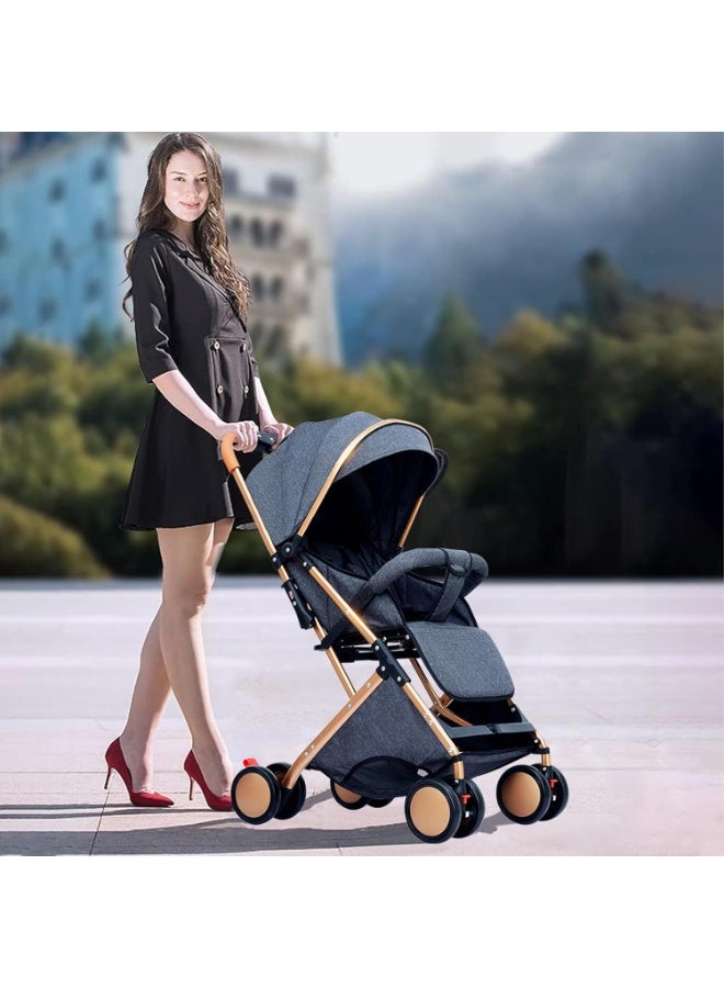 2 in 1 Baby Stroller Lightweight Toddler Travel Stroller for Airplane Umbrella Stroller High Landscape Bassinet Pram for Infant and Toddler 5 Point Harness Adjustable Backrest 0-3years - Image 5