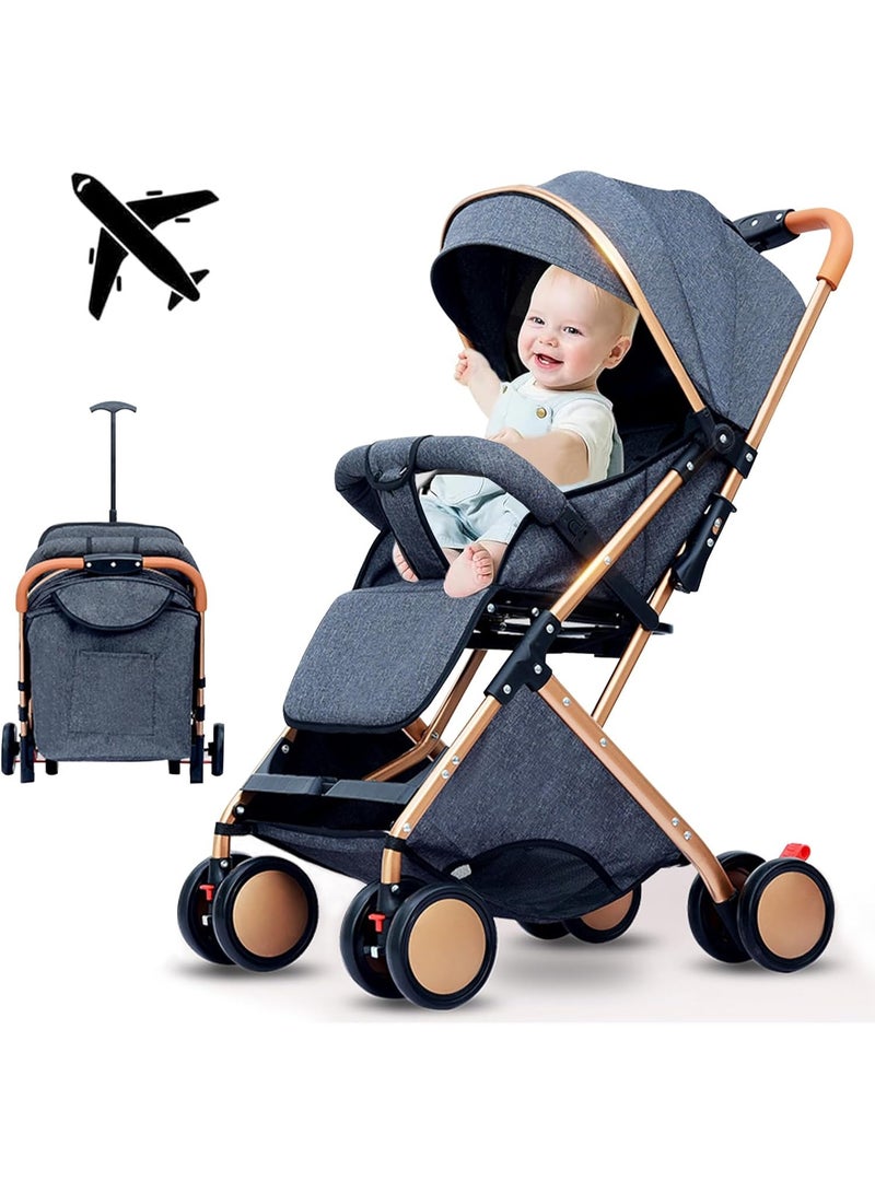 2 in 1 Baby Stroller Lightweight Toddler Travel Stroller for Airplane Umbrella Stroller High Landscape Bassinet Pram for Infant and Toddler 5 Point Harness Adjustable Backrest 0-3years - Image 1