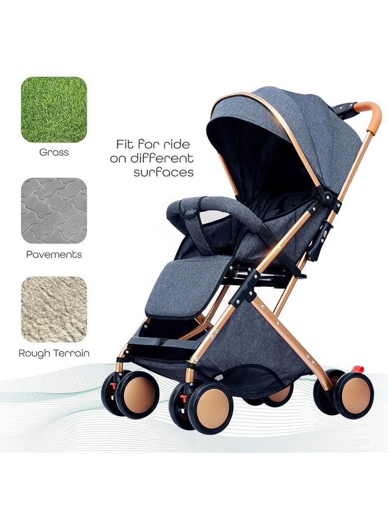 2 in 1 Baby Stroller Lightweight Toddler Travel Stroller for Airplane Umbrella Stroller High Landscape Bassinet Pram for Infant and Toddler 5 Point Harness Adjustable Backrest 0-3years - Image 3